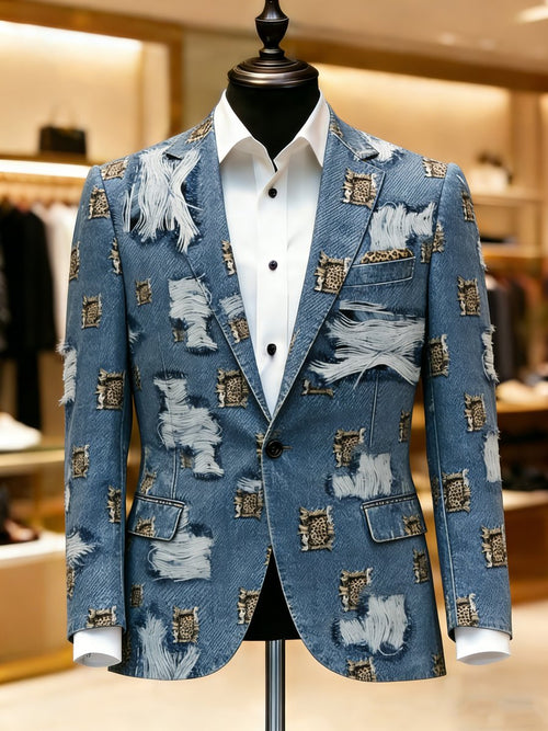 Men's Luxury Business Printed Suit Jacket