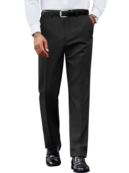 Casual Flat Front Expandable Waist Dress Pants
