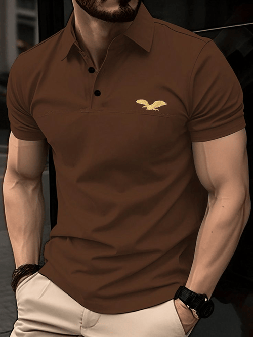 Men's Casual Business Button Short Sleeve Polo Shirt