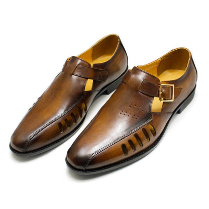 Summer Personality Hollow Large Size Casual Men'S Leather Shoes