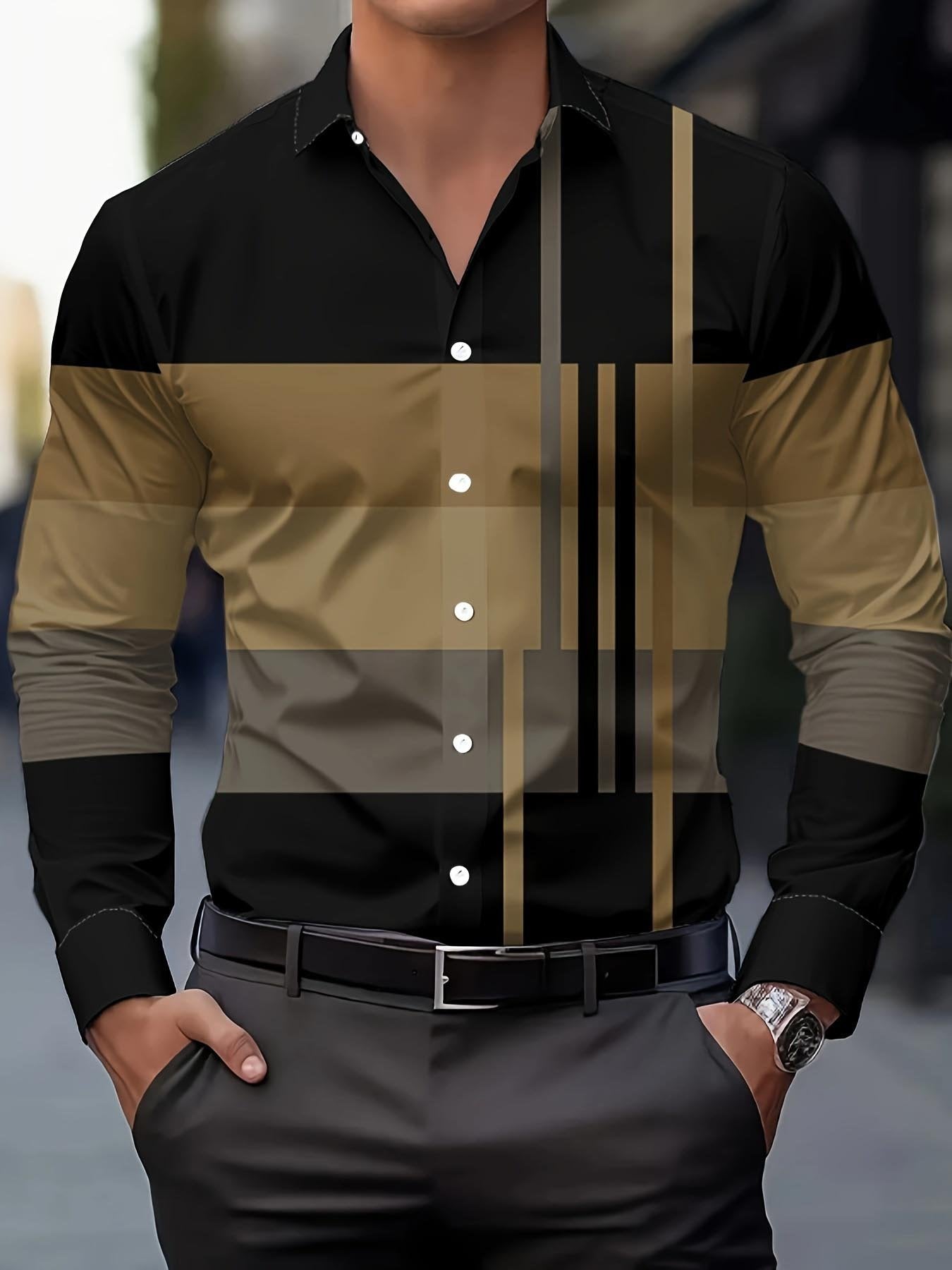 Men's Street Style Business Casual Printed Long Sleeve Shirt