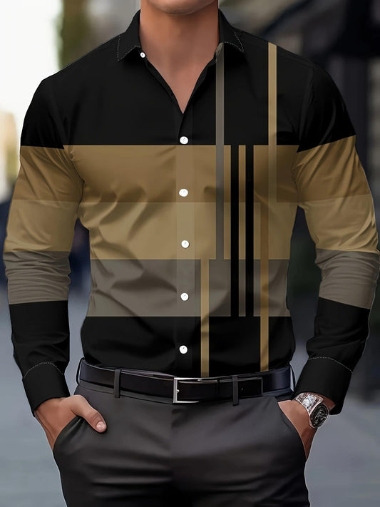 Men's Street Style Business Casual Printed Long Sleeve Shirt