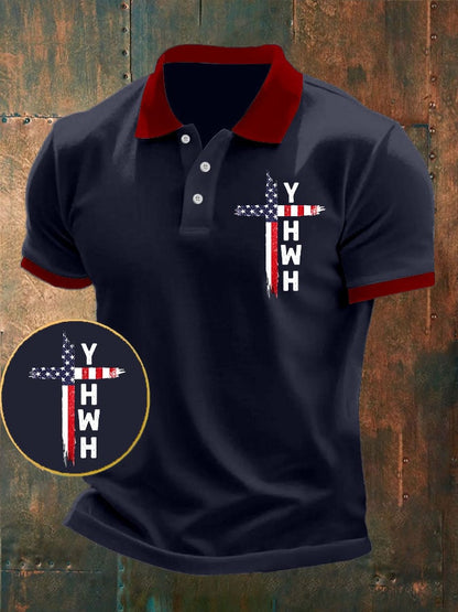 Men's Retro Faith Casual Printed Polo Shirt