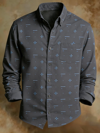 Men's Retro Geometric Classic Print Shirt