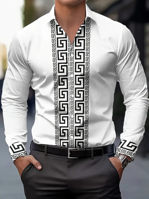 Men's Street Style Business Casual Printed Long Sleeve Shirt