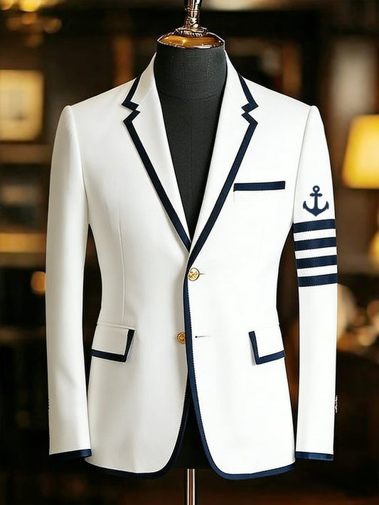 Men's Vintage Commemorative Navy Suit Jacket