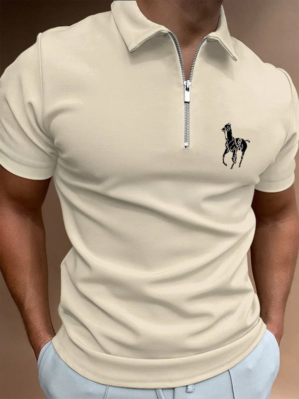 Casual Men'S Zipper Polo