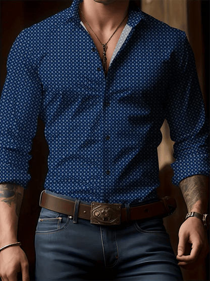 Men's Geometric Design Business Casual Shirt