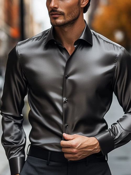 Men's Business Luxury Solid Color Long Sleeve Shirt