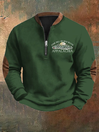 Men's Appalachia Strong Print Zip-Neck Sweatshirt