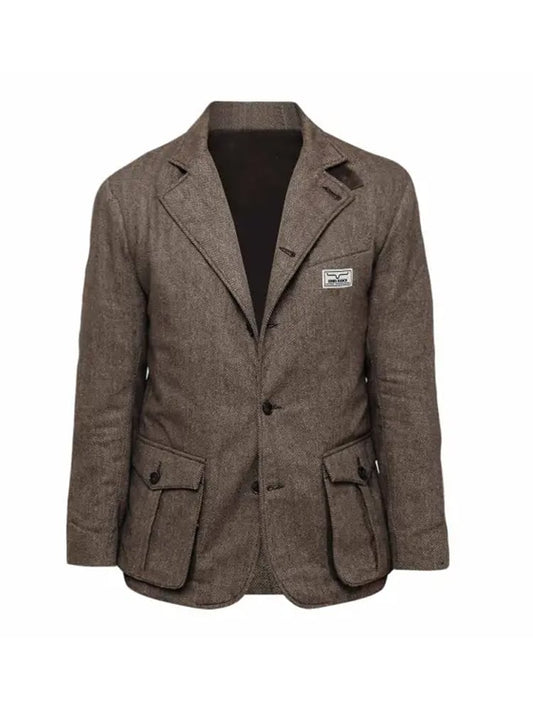 Men's Outdoor Vintage Lapel Multi-Pocket Coat