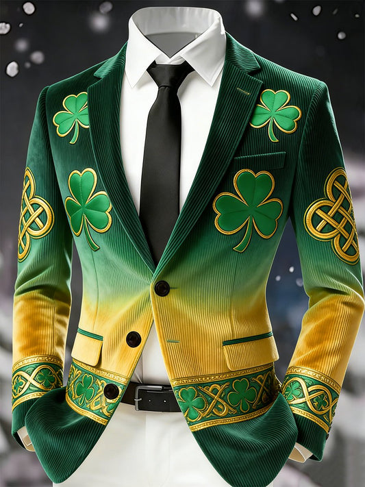 Men's Vintage Lucky St. Patrick's Day Party Corduroy Suit Jacket