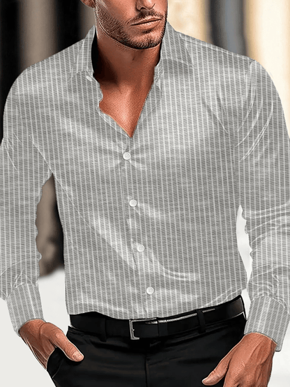 Men's Vintage Business Casual Printed Satin Long Sleeve Shirt