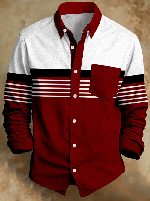 Men's Retro Abstract Art Print Comfortable Business Style Shirt