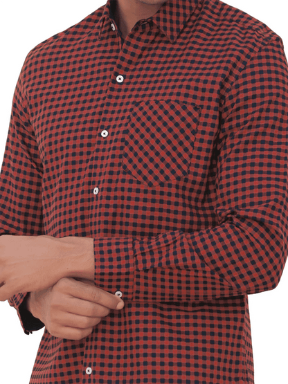 Men's Plaid Design Pocket Business Casual Long Sleeve Shirt