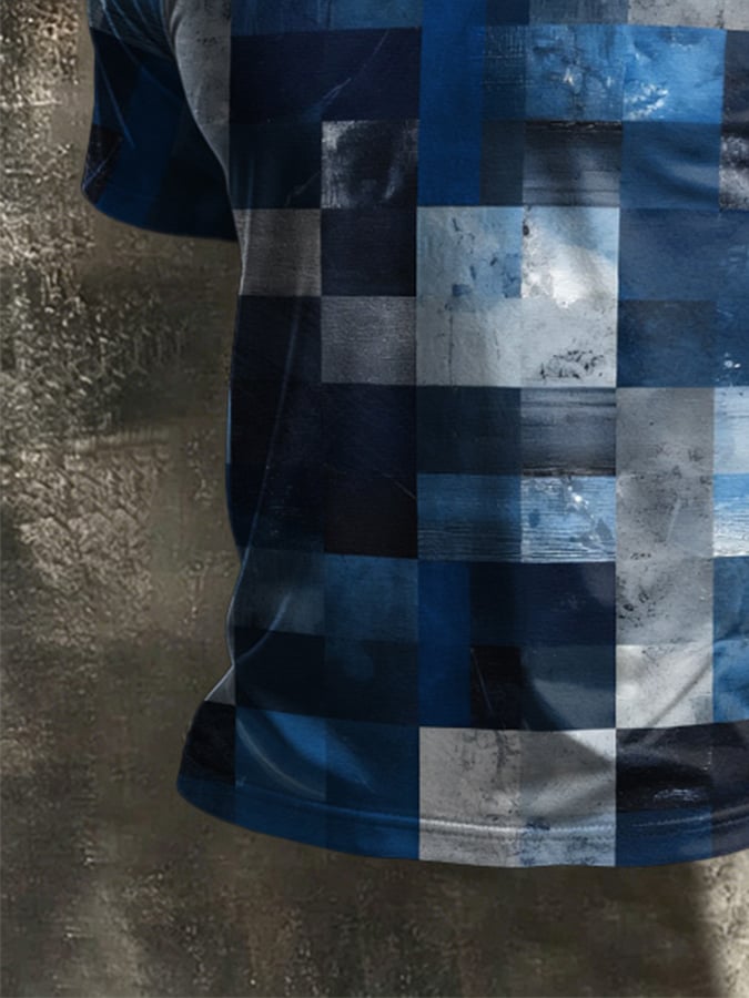 Men's Retro Abstract Art Print Casual Polo Shirt