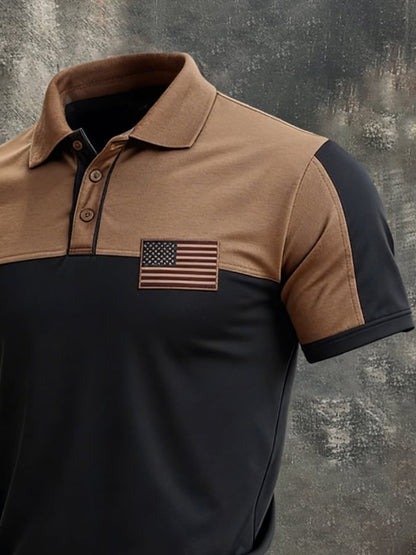 Men's Retro Color-Block "Patriot" Polo T-Shirt