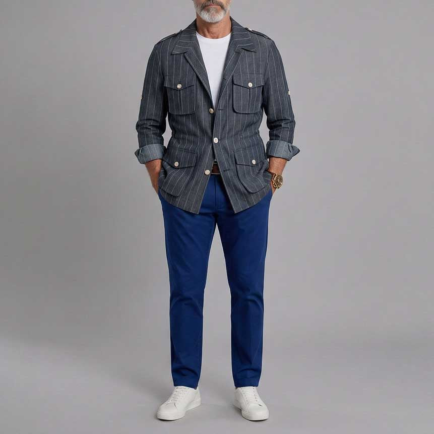 Men's Striped Casual Jacket