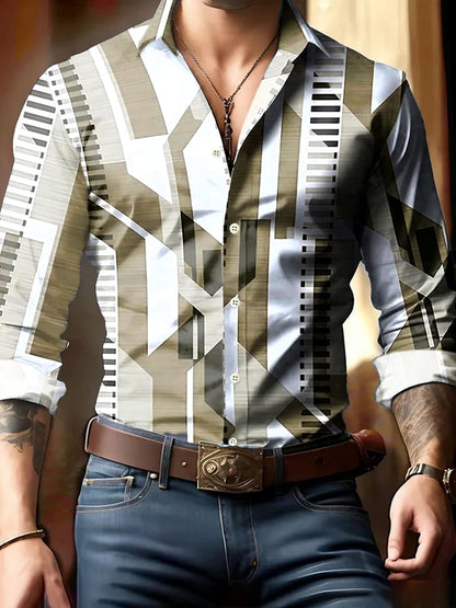 Men's Geometric Print Business Shirt