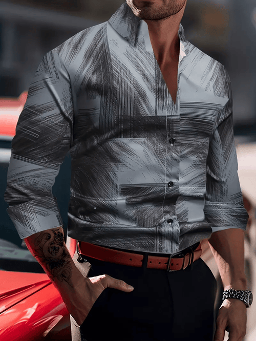 Men's Plaid Business Long Sleeve Shirt