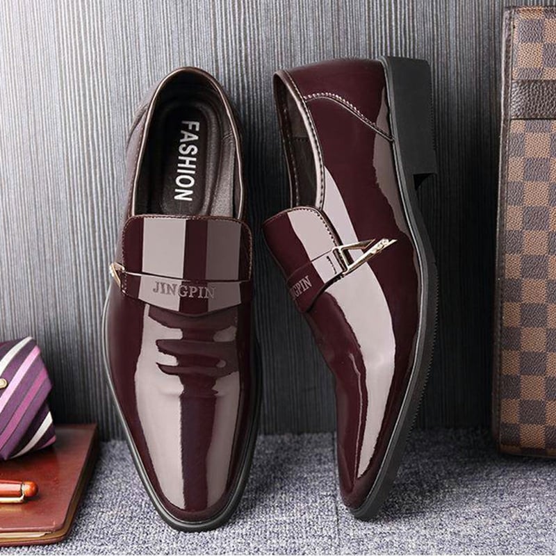 Men's Business Casual Patent Leather Dress Shoes