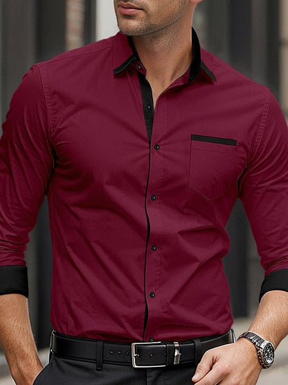 Men's Business Casual Printed Long Sleeve Shirt