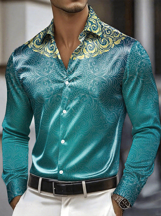 Men's Satin Luxe Long Sleeve Button Down Shirt