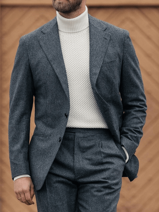 Men's Vintage Single-Breasted Solid Color Gentleman's Business Suit Jacket
