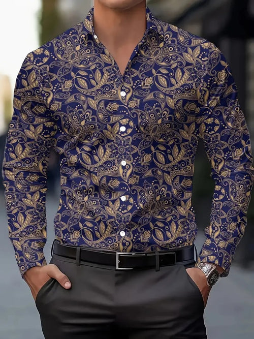 Men's Street Style Business Casual Printed Long Sleeve Shirt