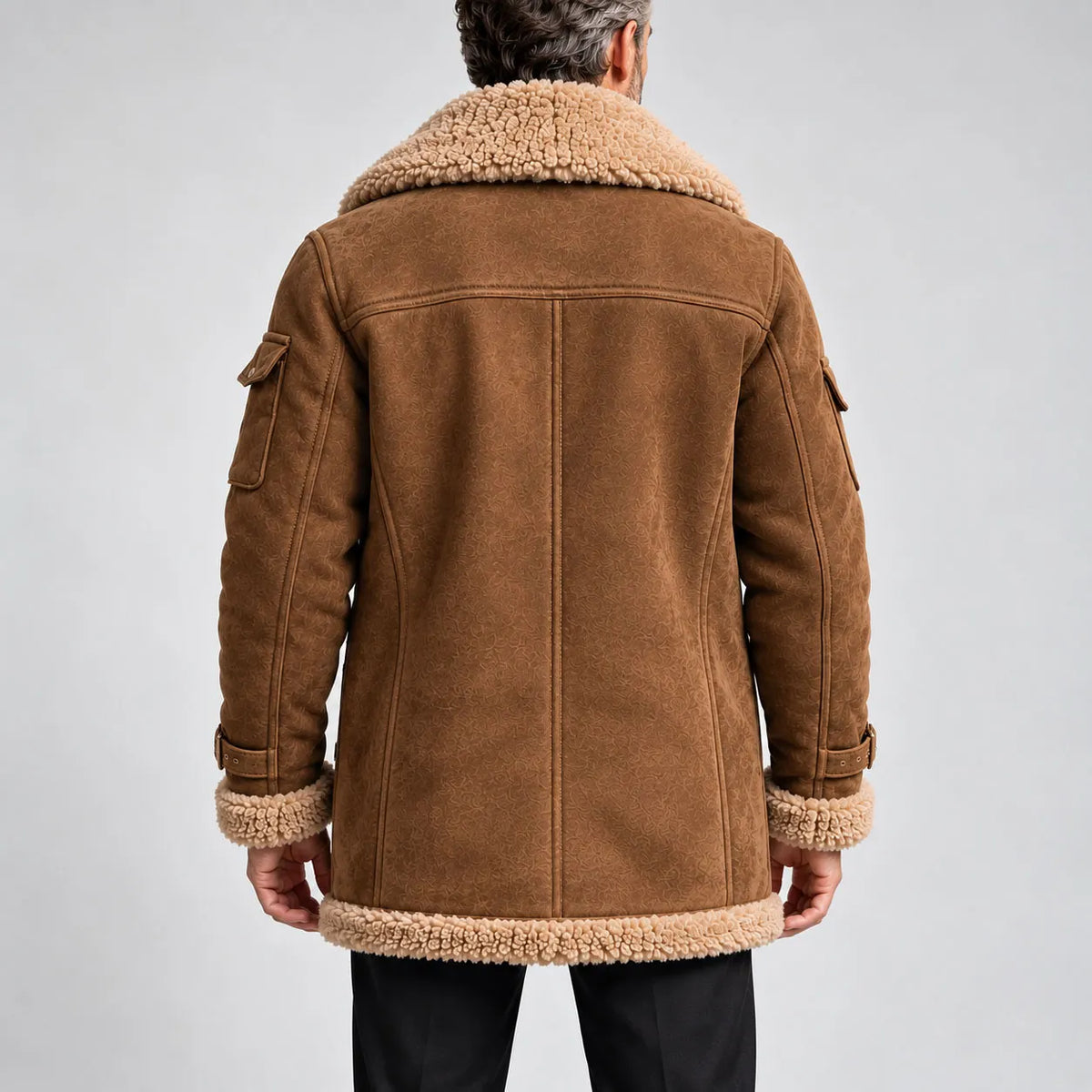 Men's Thickened Suede-Like Fleece Jacket with Integrated Faux Fur