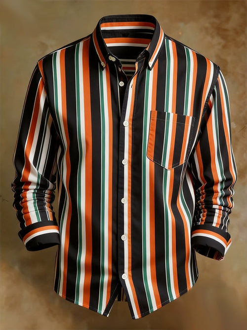 Men's Retro Abstract Art Print Comfortable Business Style Shirt