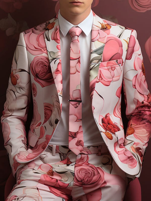 Men's Casual Tie Dye Printed Blazer and Pants Two Piece Set