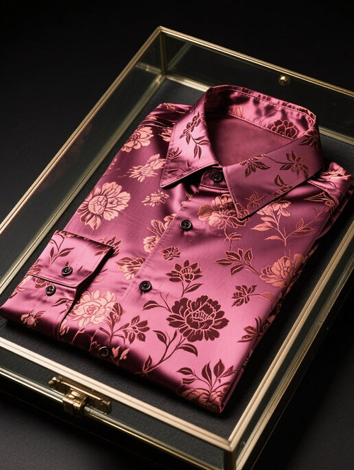 Men's Satin Luxe Long Sleeve Button Down Shirt