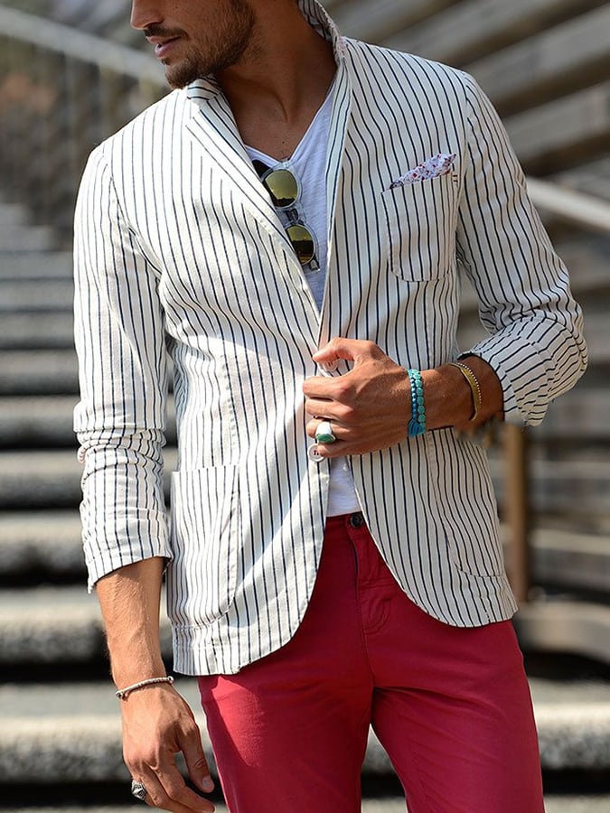 Men's Striped Thin Casual Blazer