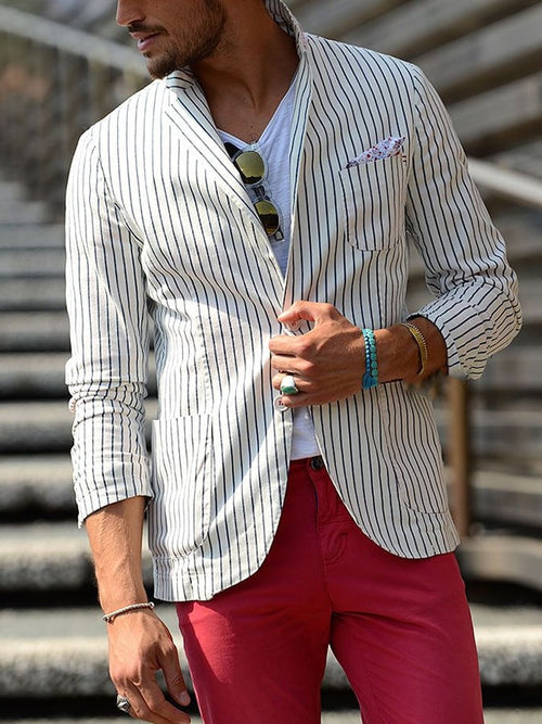 Men's Striped Thin Casual Blazer