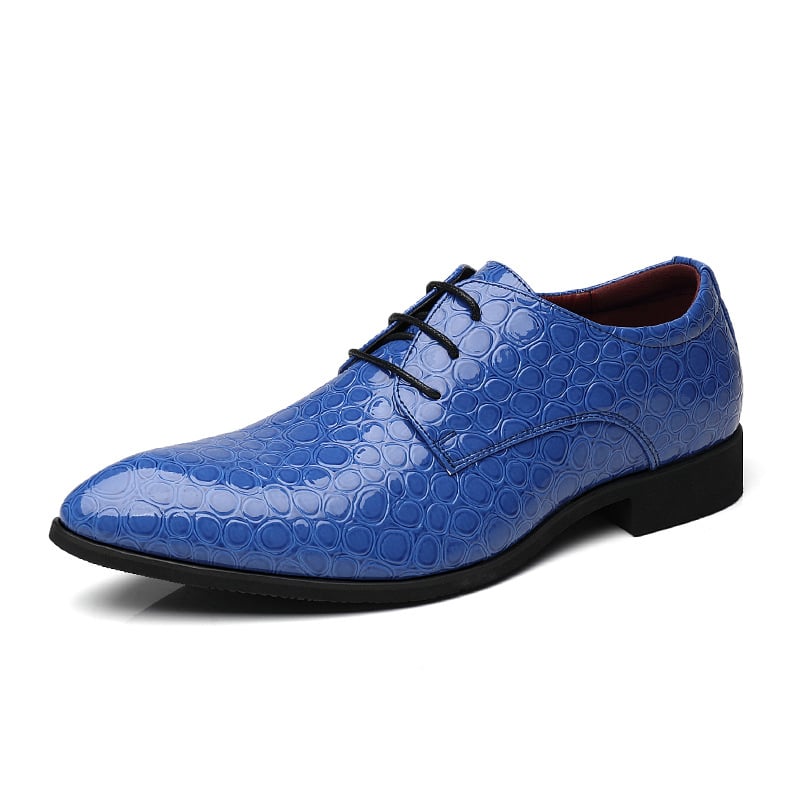 Men's Stylish Embossed Pointed Toe Patent Leather Shoes
