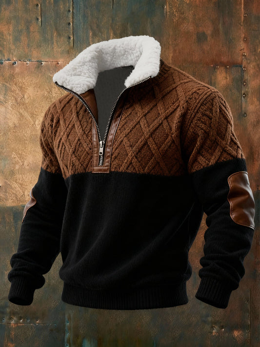 Men's Geometric Print Twist Stitch Diamond Stitch Casual Sweatshirt