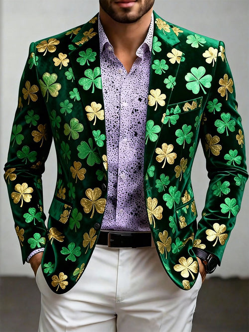 Men's Luxury St. Patrick's Day Print Suit Jacket
