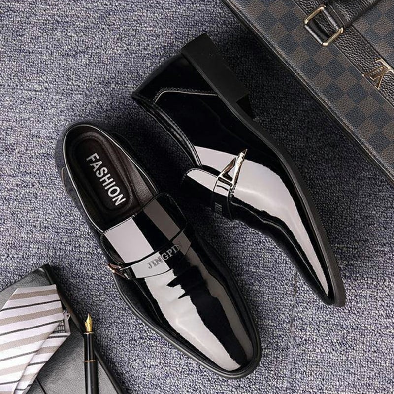 Men's Business Casual Patent Leather Dress Shoes