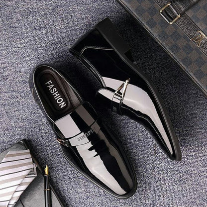 Men's Business Casual Patent Leather Dress Shoes