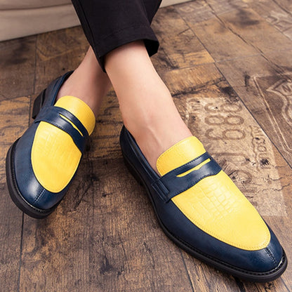 Fashionable British Style Casual Color Contrast Leather Shoes