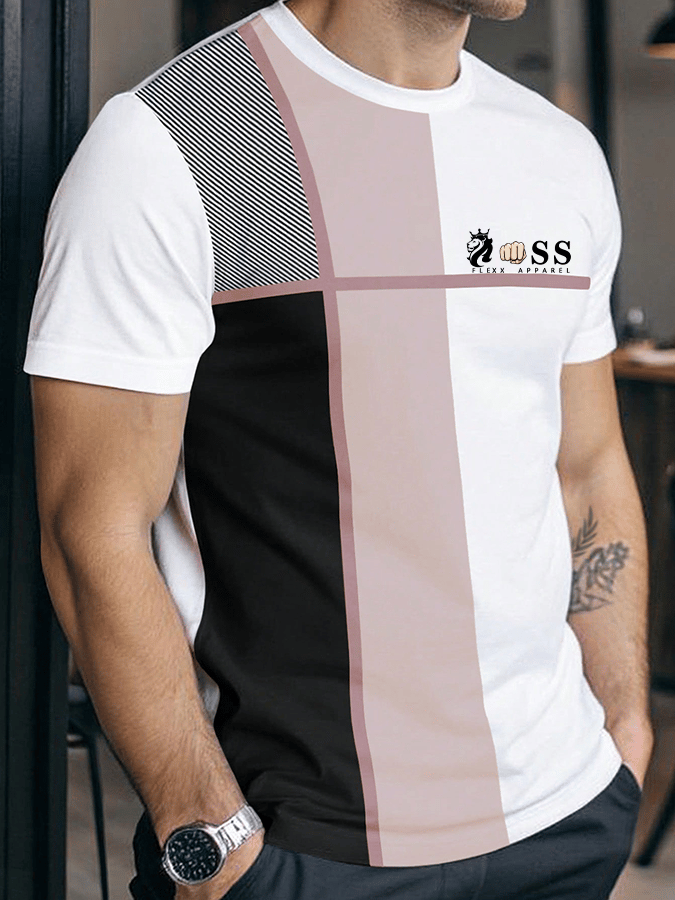 Men's Retro Letter Print Crew Neck T-Shirt