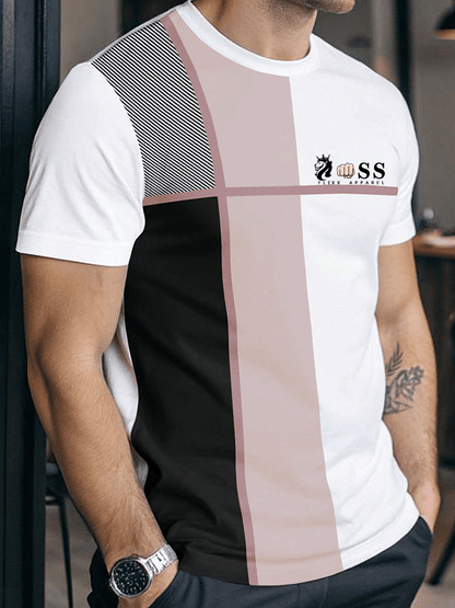 Men's Retro Letter Print Crew Neck T-Shirt