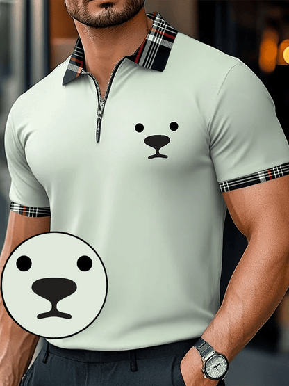 Men's Retro Expression Design Printed Casual Comfortable And Breathable Polo Shirt