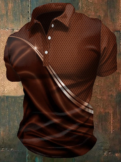 Men'S Casual Gradient Business Style Short-Sleeved Polo Shirt