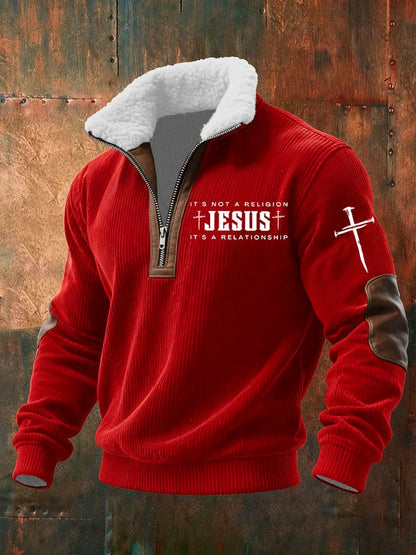 Men's Faith “IT'S NOT A RELIGION IT'S A RELATIONSHIP”Textured Sweatshirt