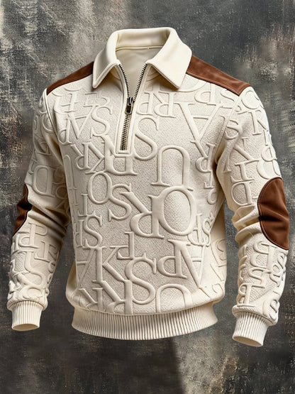 Men'S Textured Paneling And Color-Block Long-Sleeved Sweatshirt