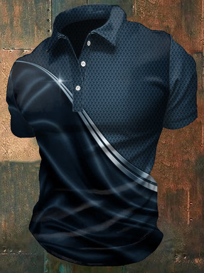 Men'S Casual Gradient Business Style Short-Sleeved Polo Shirt