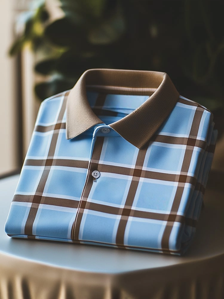 Men's Classic Business Logo Button Short Sleeve Polo Shirt