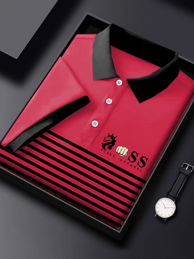 Men's Letter Printed Casual Short Sleeve Polo Shirt